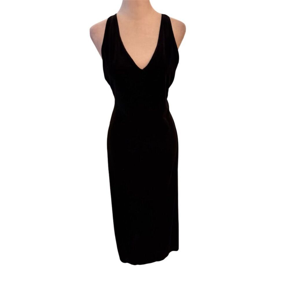 Frederick's of Hollywood Black Sleeveless Velvet Midi Dress Size M - Picture 1 of 6